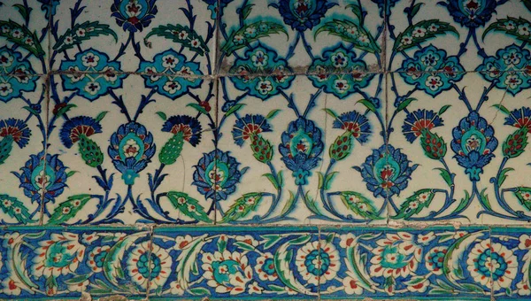 Otomano Antiguo Hecho Mano Turco Azulejos Con Patrones Florales — Foto de Stock