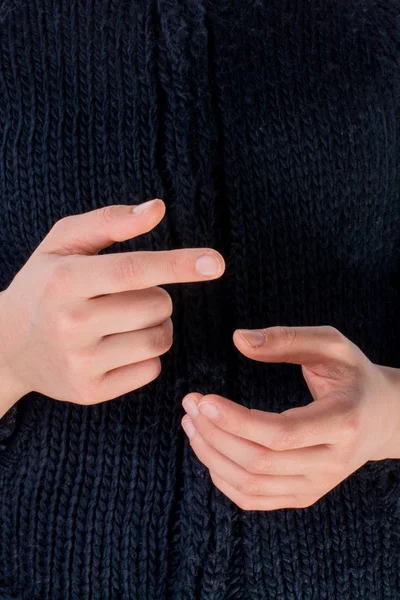 Mano Haciendo Gesto Sobre Fondo Blanco — Foto de Stock