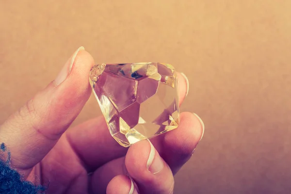 Fake Diamond Stone Hand View — Stock Photo, Image