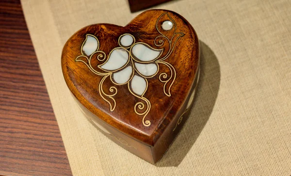 Ottoman heart shaped treasure chest with mother of pearl