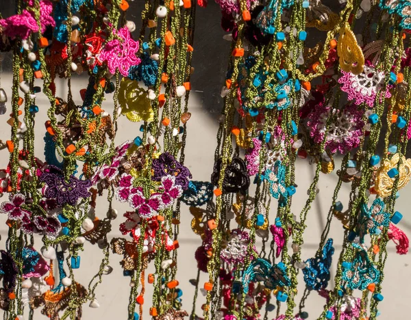 Turco Aguja Colorido Trabajo Bordado Flores Como Fondo — Foto de Stock