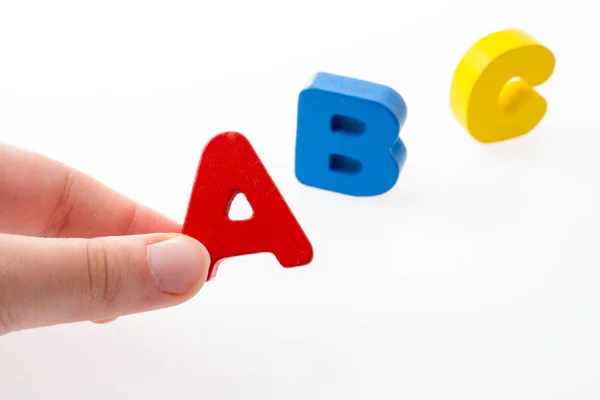 Colorido Abc Letras Alfabeto Feito Madeira — Fotografia de Stock