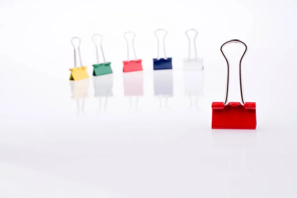Colored Paper Clips White Background — Stock Photo, Image