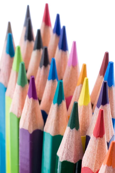 Color pencils of various color on a white background