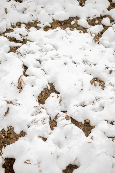 Білий Сніг Скелястій Брудній Поверхні Дисплеї — стокове фото