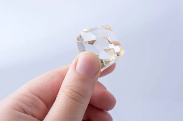 Hand Holding Transparent Diamond White Background — Stock Photo, Image