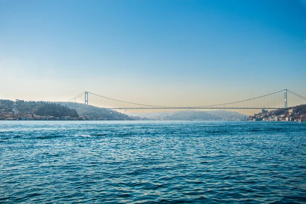 The Bosphorus Bridge is a suspension bridges spanning the Bosphorus strait in Istanbul, Turkey, connecting Europe and Asia.