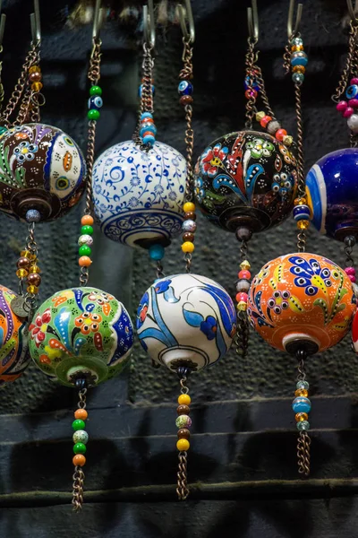 Boules Céramique Turques Colorées Comme Souvenirs Marché Rue — Photo