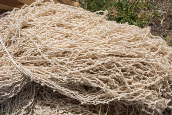 Tintura Lana Naturale Vaso Realizzazione Tappeti — Foto Stock