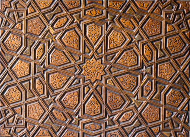 Tahtada geometrik desenli Osmanlı Türk sanatı