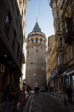 İstanbul 'daki Bizans döneminden Galata Kulesi manzarası
