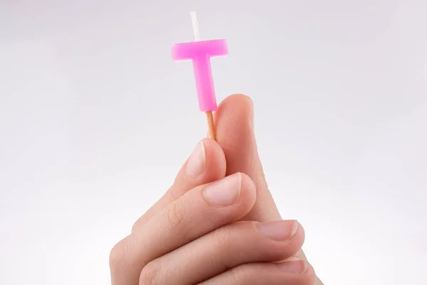 Color Candle Hand Sticks Writes Letter — Stock Photo, Image