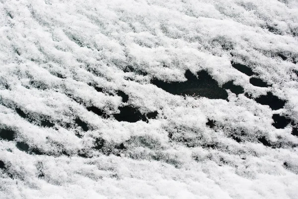 Suelo Madera Ligeramente Cubierto Nieve —  Fotos de Stock