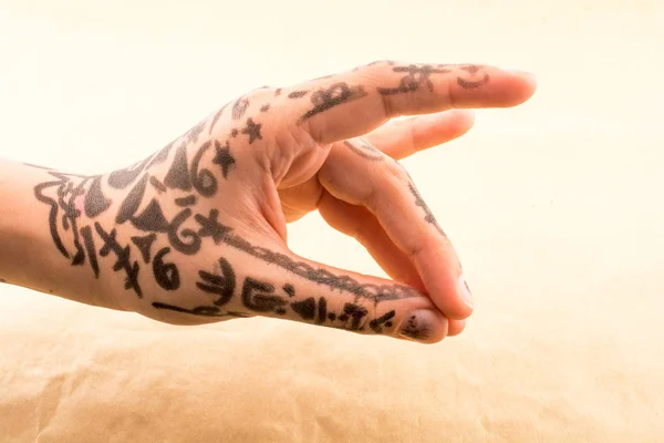 Ręka Tatuaż Tle — Zdjęcie stockowe