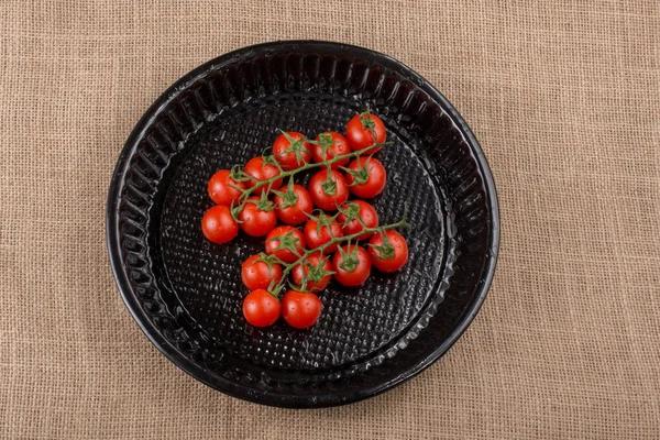 Bando Tomates Cereja Naturel Frescos Saborosos Maduros Vermelhos — Fotografia de Stock