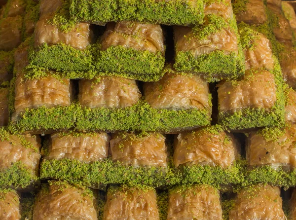 Sobremesas Nacionais Tradicionais Turcas Baklava Como Pano Fundo — Fotografia de Stock