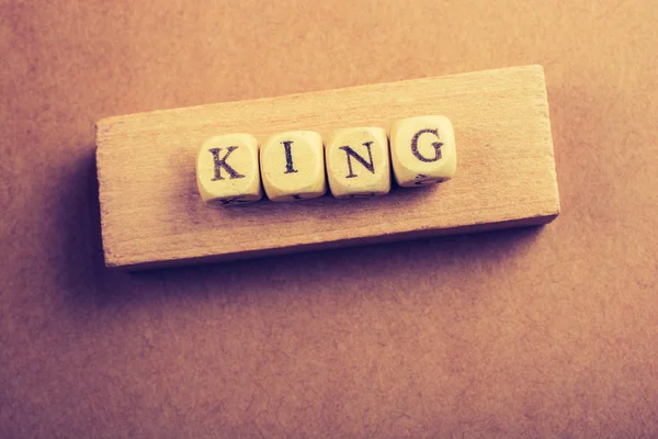 King Wording Wooden Cubes Piece Wood — Stock Photo, Image