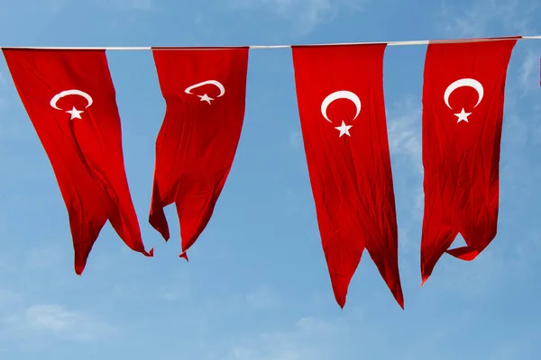 Drapelul Național Turc Aer Liber Frânghie — Fotografie, imagine de stoc