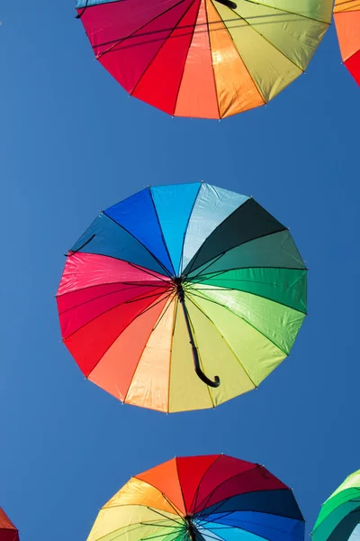 Colorful Umbrellas Used Sky Street Decoration — Stock Photo, Image