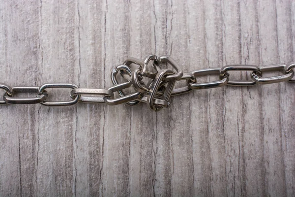 Chain Made Silver Color Metal Grey Background — Stock Photo, Image