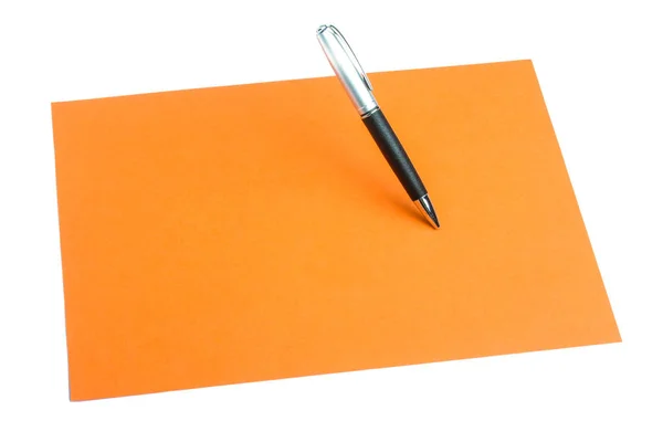 Pen Plain Color Paper Isolated Background — Stock Photo, Image