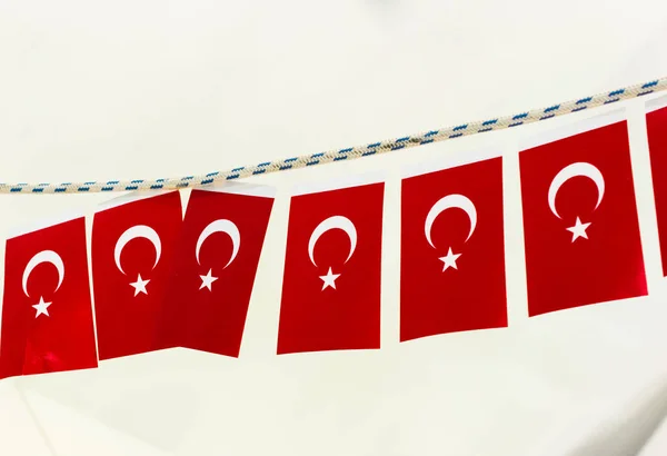 Bandeira Nacional Turca Livre Uma Corda — Fotografia de Stock