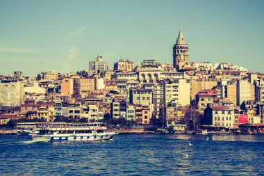 İstanbul 'da antik çağlardan kalma Galata Kulesi manzarası
