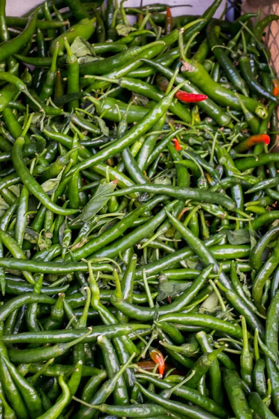 Fresh green pepper found at the market stand