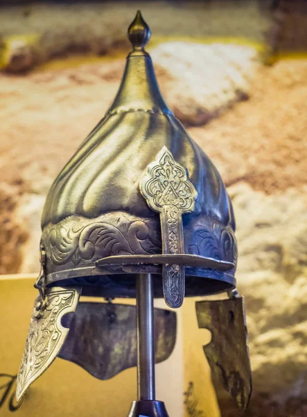 Decorative Metal Helmets Warriors Turkish Ottoman Empire — Stock Photo, Image