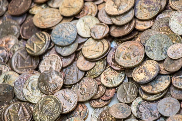 古董金属硬币收藏品为背景 — 图库照片