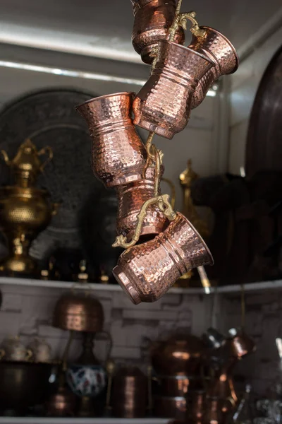 Set Metal Mugs Made Old Ottoman Style — Stock Photo, Image