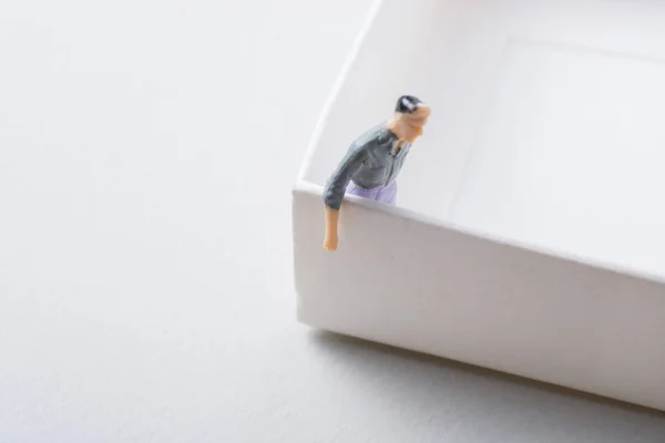 Figurinha Minúscula Modelo Miniatura Homem Vista — Fotografia de Stock