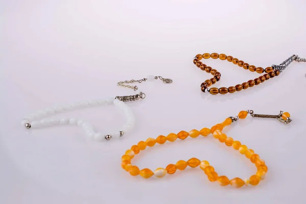 Heart Shaped Praying Beads White Background — Stock Photo, Image