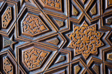 Tahtada geometrik desenli Osmanlı Türk sanatı