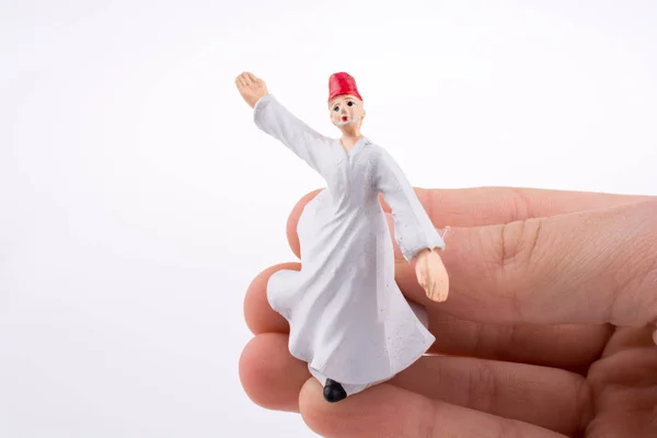 Hand Hält Sufi Dervi Auf Weißem Hintergrund — Stockfoto