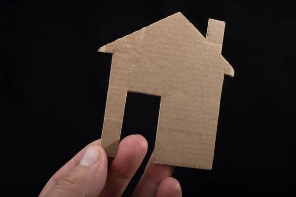 Huisje Uit Gesneden Papier Hand Met Het Oog — Stockfoto