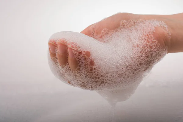 Мытье Рук Мыльная Пена Пенном Фоне — стоковое фото