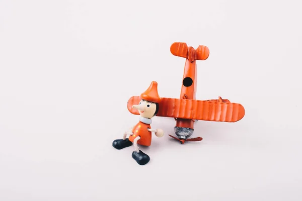 Aereo Pinocchio Legno Con Naso Lungo — Foto Stock