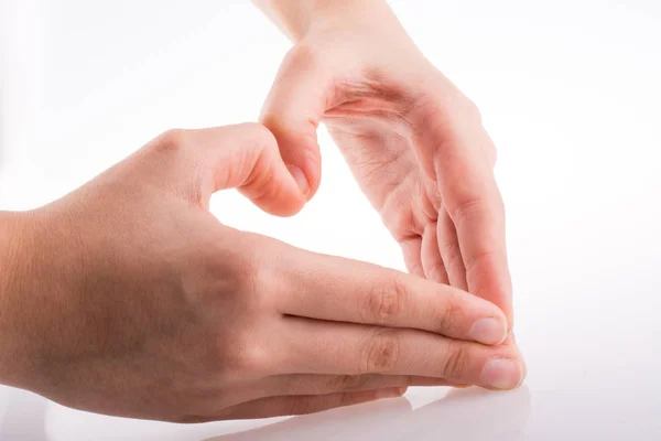 Hand Making Heart White Background — Stock Photo, Image