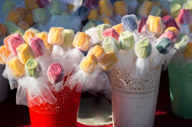 Barlar gül şeklinde renkli çorba topluluğu