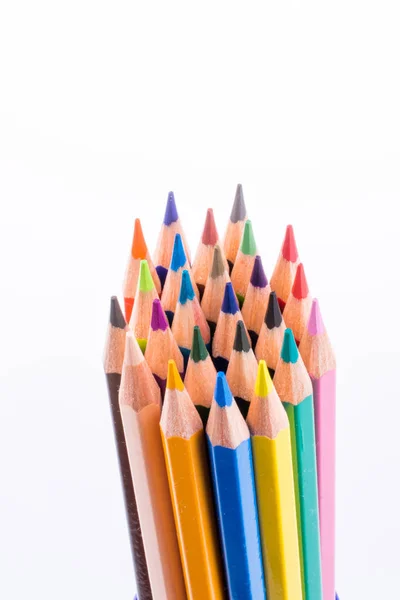 Buntstifte Verschiedener Farbe Auf Weißem Hintergrund — Stockfoto