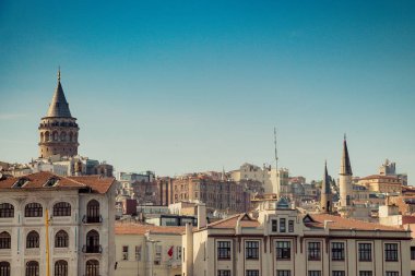 İstanbul 'da antik çağlardan kalma Galata Kulesi manzarası