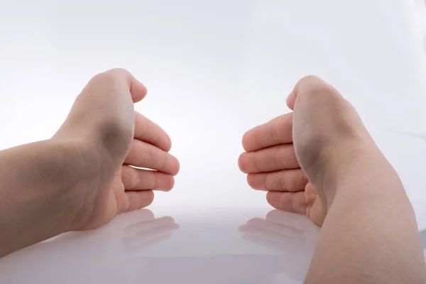 Geste Der Nahaufnahme Mit Den Händen Messen — Stockfoto