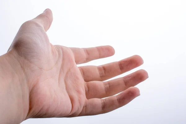 Mano Abierta Para Gesto Aislado Sobre Fondo Blanco — Foto de Stock