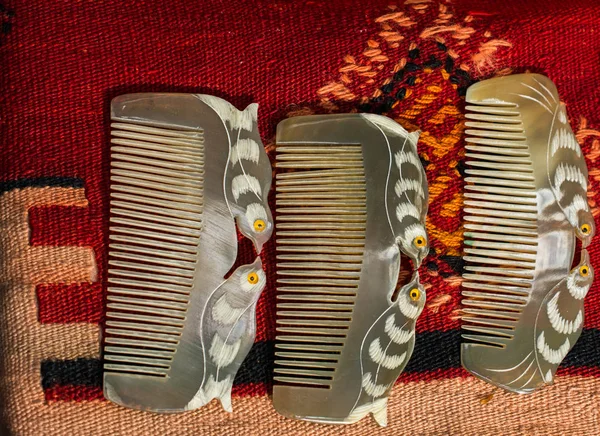 Set Brand New Hand Made Horn Comb — Stock Photo, Image