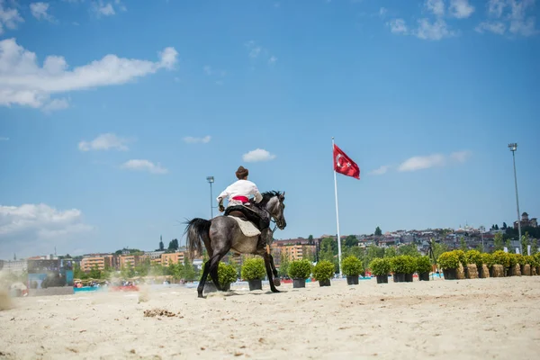 トルコ人男性と馬の民族服の例 — ストック写真