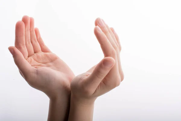 Mano Sosteniendo Sobre Fondo Blanco — Foto de Stock