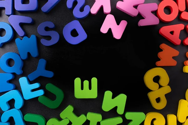 Letras Coloridas Alfabeto Feitas Madeira — Fotografia de Stock