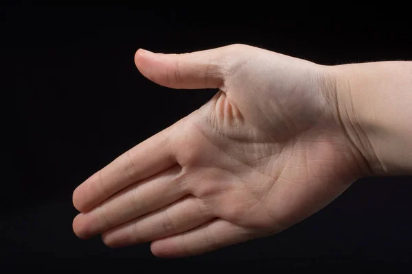 Πέντε Δάχτυλα Ενός Χεριού Παιδιού Μέρει Μαύρο Φόντο — Φωτογραφία Αρχείου