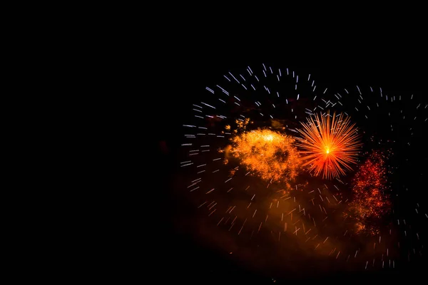 Festliches Farbenfeuerwerk Dunkler Nacht — Stockfoto